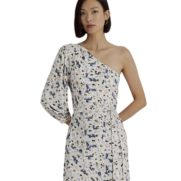 Lauren Ralph Lauren Floral One Shoulder Dress With Belt Size Medium MSRP $185 - Picture 3 of 9